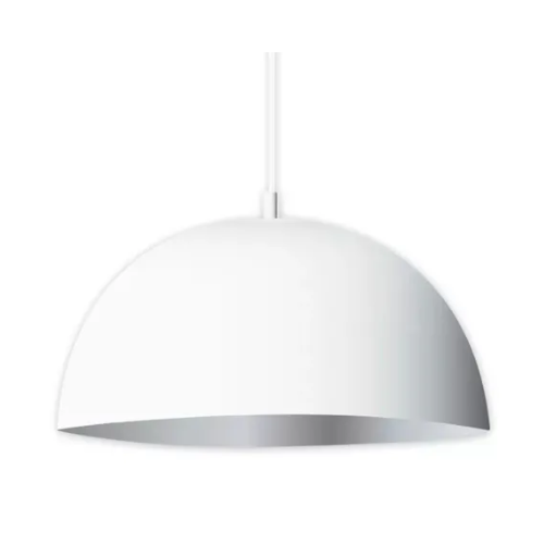 Colgante E27 campana 1/2 esfera blanco interior y exterior 40cm